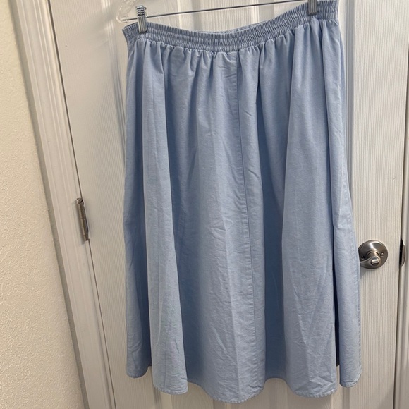 Women's Vintage Light Blue Cotton Button-Front A-Line Skirt Napa Valley - Size L - Picture 5 of 11